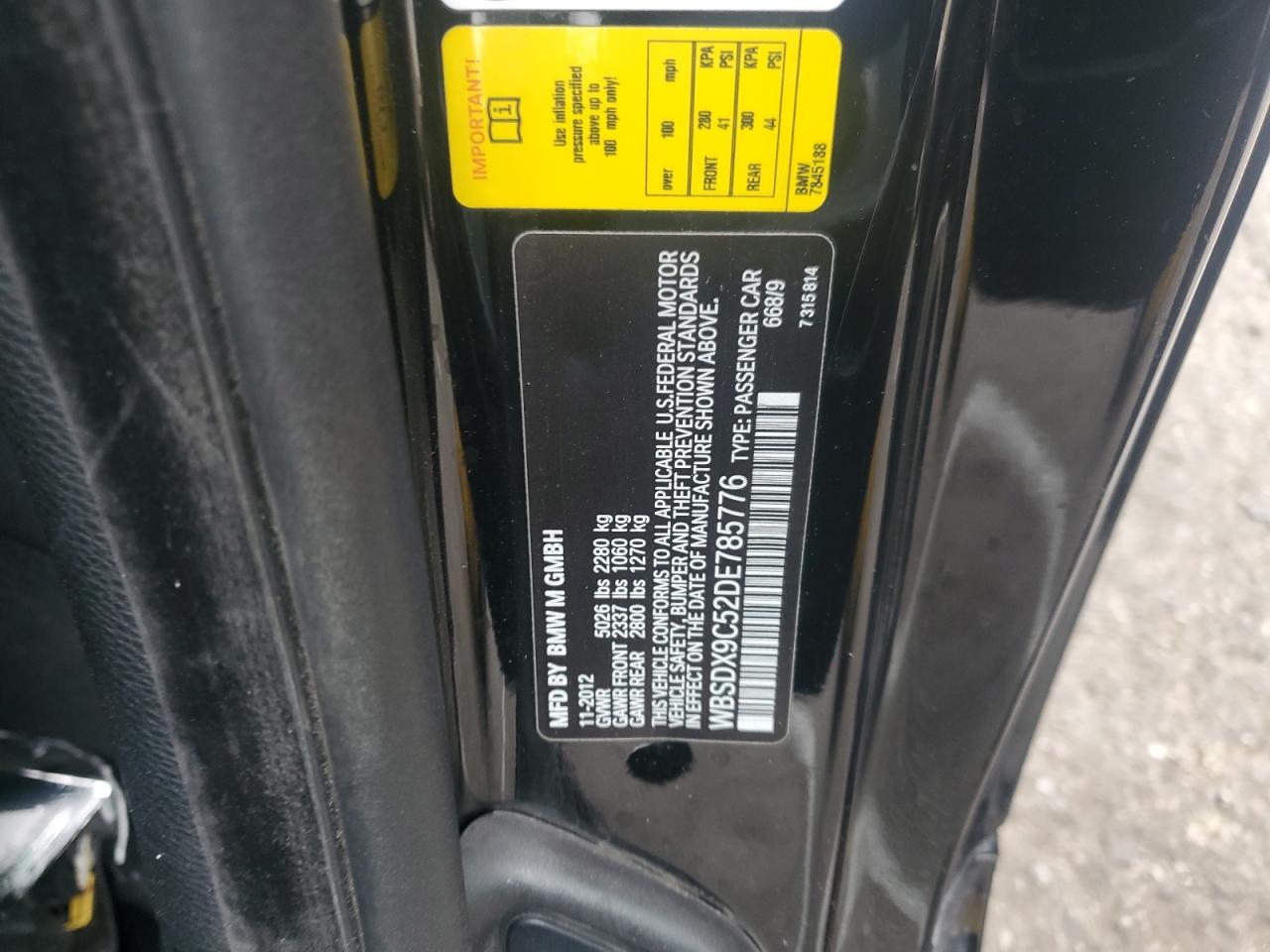 WBSDX9C52DE785776 2013 BMW M3