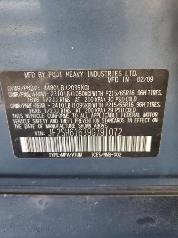 2009 Subaru Forester 2.5X VIN: JF2SH61639G791072 Lot: 57528034