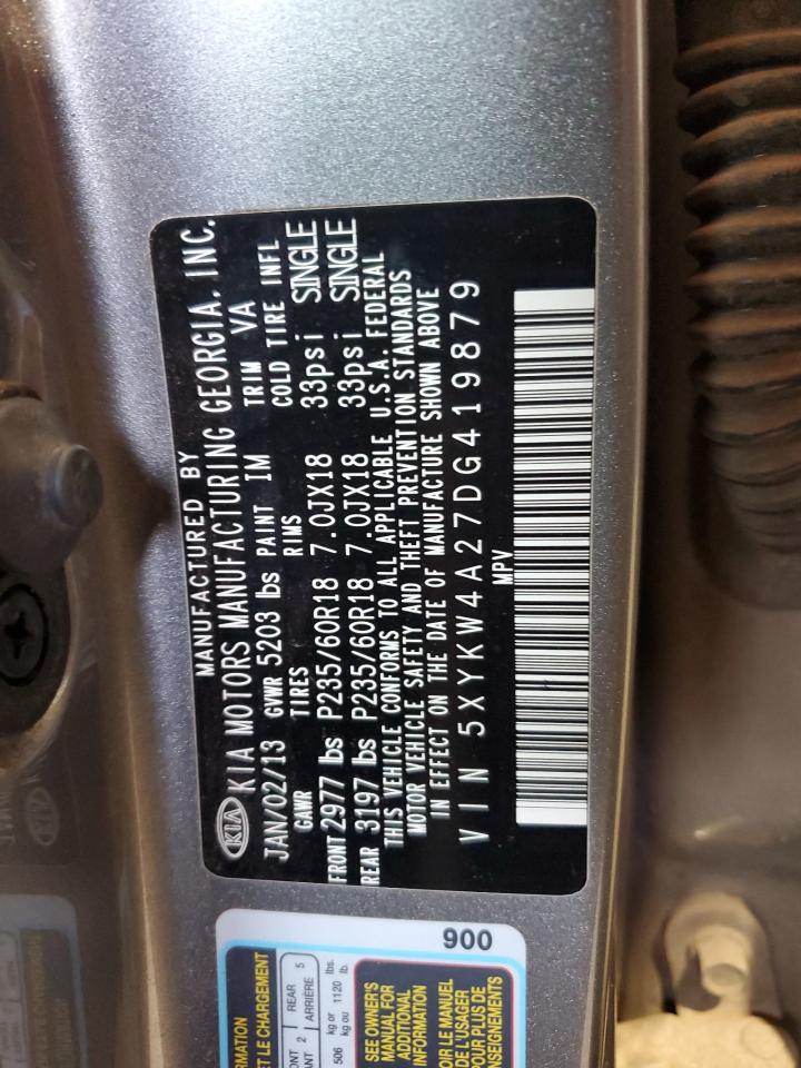 5XYKW4A27DG419879 2013 Kia Sorento Sx