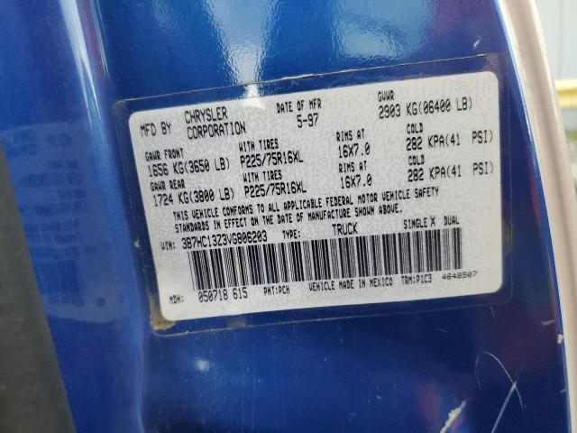 1997 Dodge Ram 1500 VIN: 3B7HC13Z3VG806203 Lot: 57356444