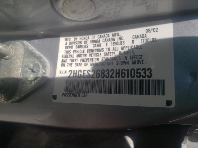 2HGES26832H610533 2002 Honda Civic Ex
