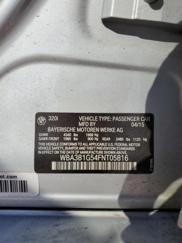 2015 BMW 320 I VIN: WBA3B1G54FNT05816 Lot: 60374324