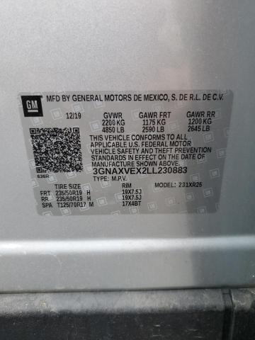 2020 Chevrolet Equinox Lt VIN: 3GNAXVEX2LL230883 Lot: 57724934