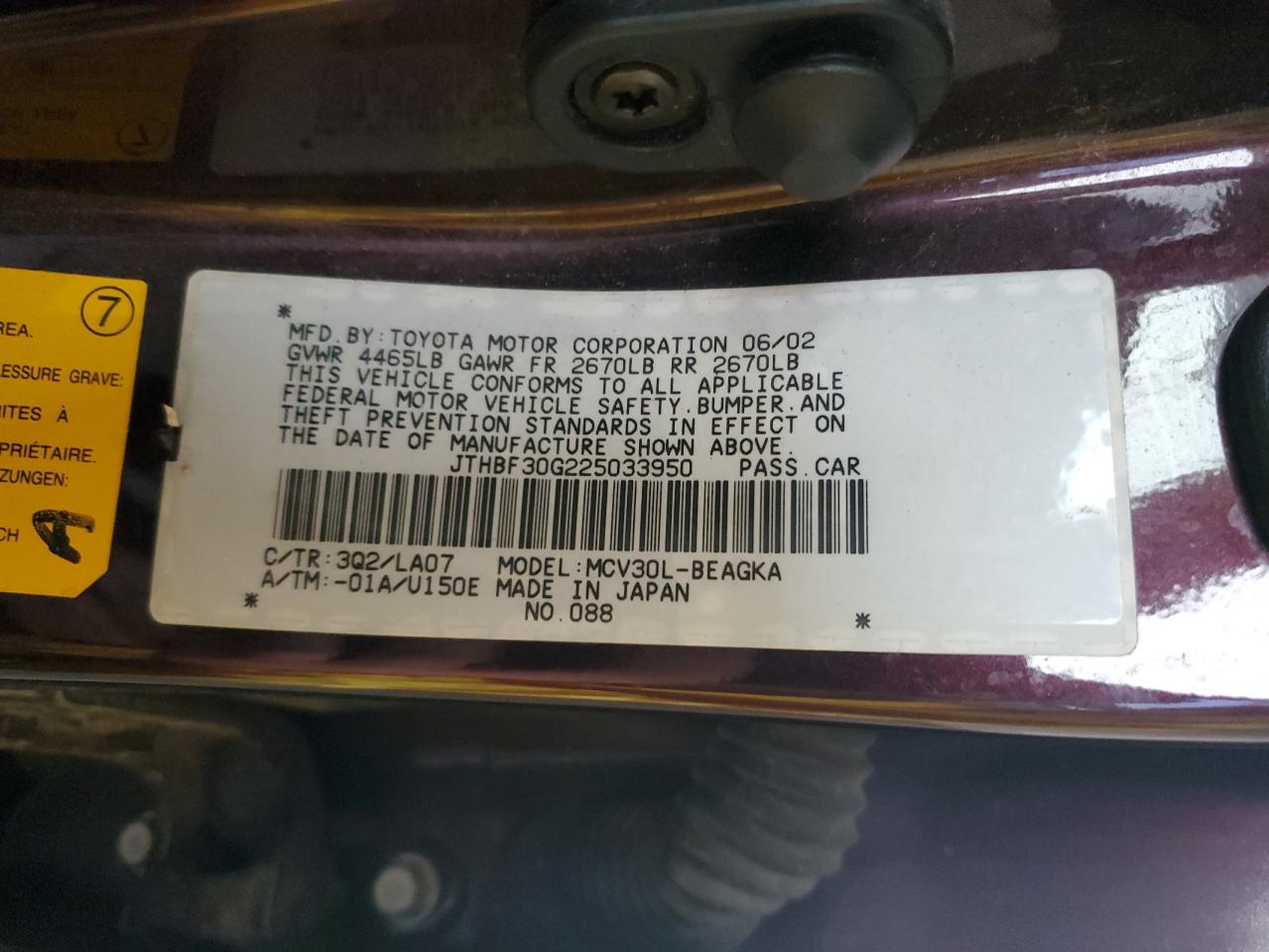 JTHBF30G225033950 2002 Lexus Es 300