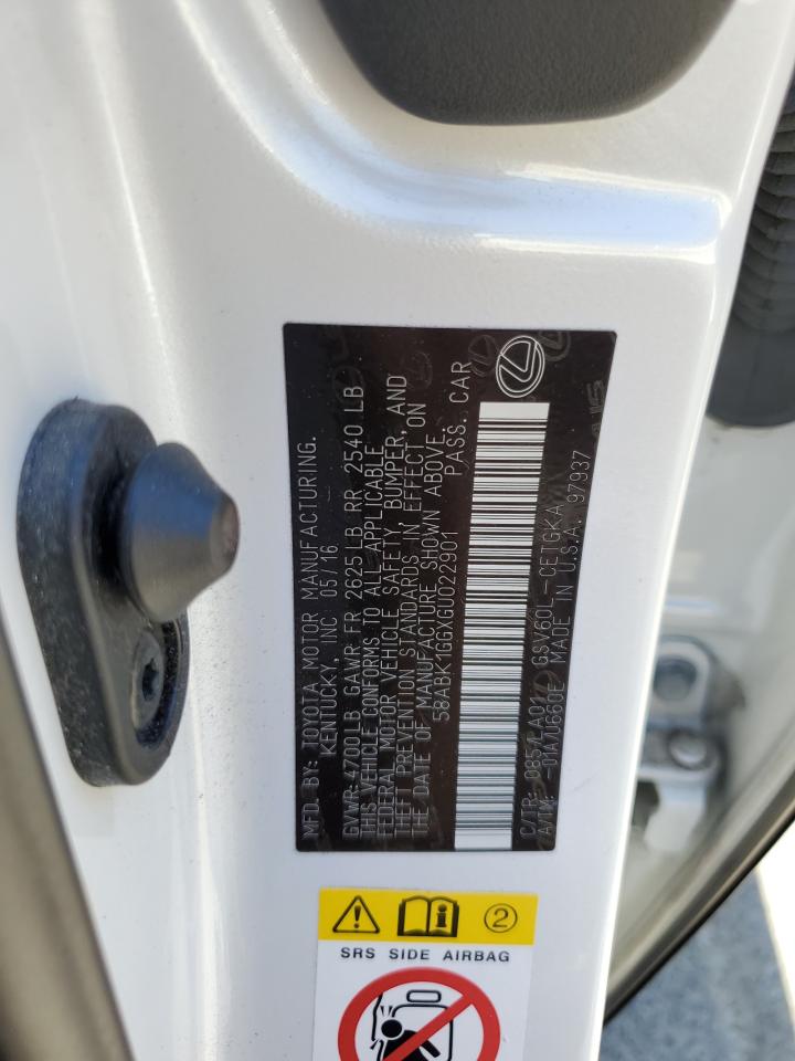 58ABK1GGXGU022901 2016 Lexus Es 350