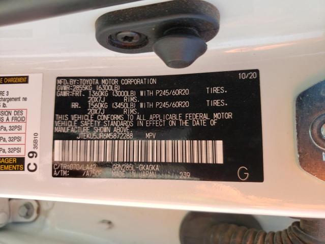 2021 Toyota 4Runner Trail VIN: JTEKU5JR6M5872288 Lot: 59976324