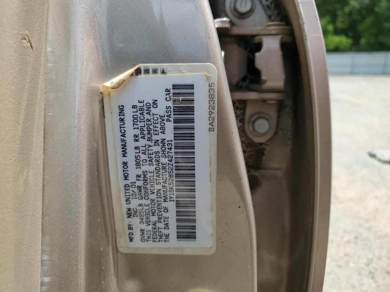 1Y1SK52852Z427431 2002 Chevrolet Geo Prizm Base