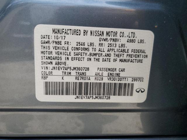 2018 Infiniti Q50 Luxe VIN: JN1EV7AP5JM360728 Lot: 59361844