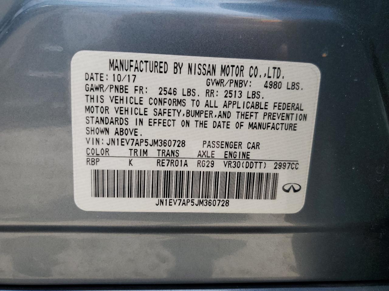 JN1EV7AP5JM360728 2018 Infiniti Q50 Luxe