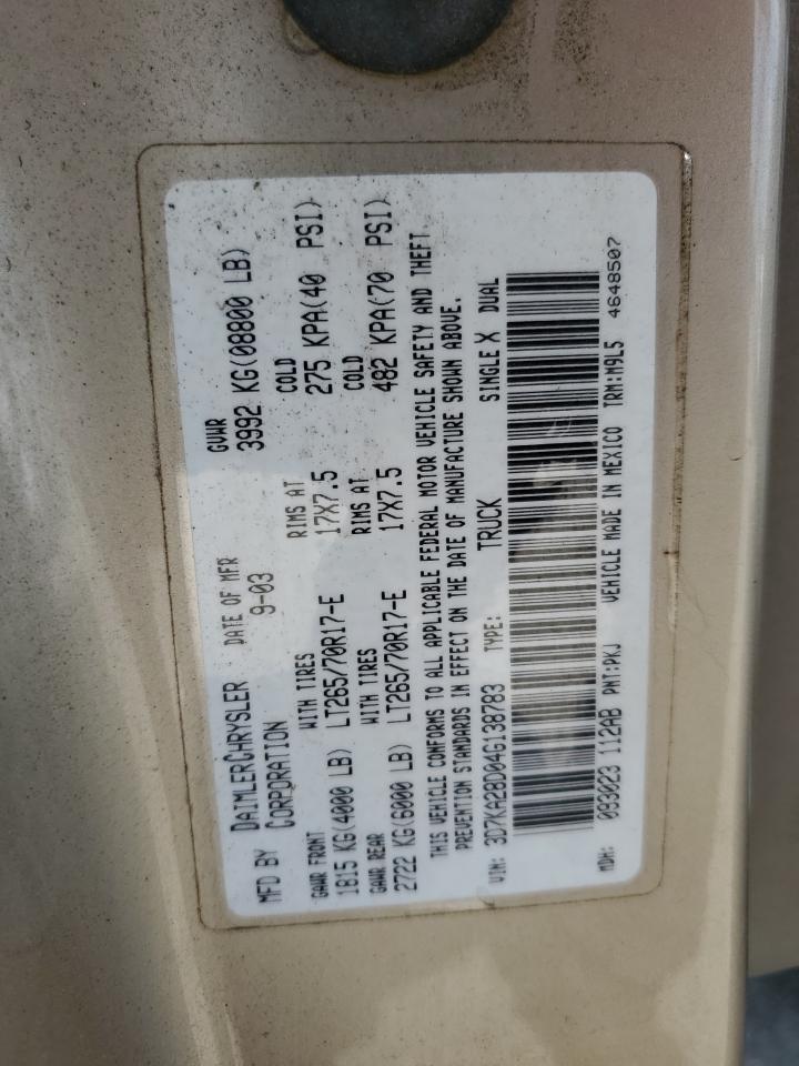 3D7KA28D04G138783 2004 Dodge Ram 2500 St