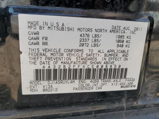 2012 Mitsubishi Galant Fe VIN: 4A32B2FFXCE008850 Lot: 59296234