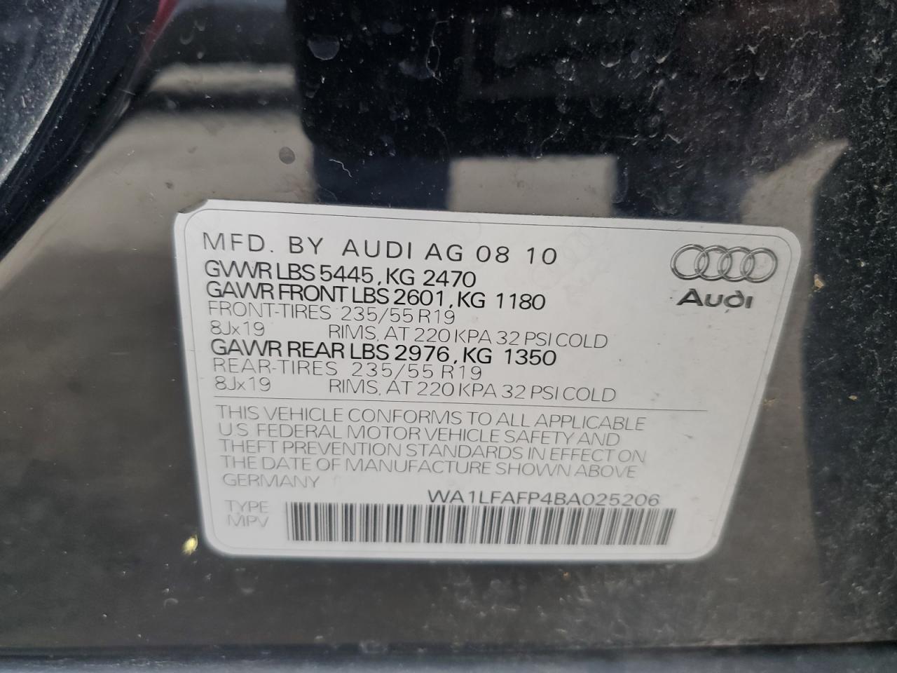 WA1LFAFP4BA025206 2011 Audi Q5 Premium Plus