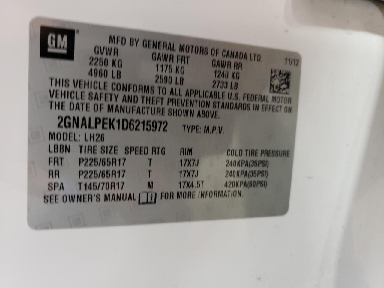 2GNALPEK1D6215972 2013 Chevrolet Equinox Lt