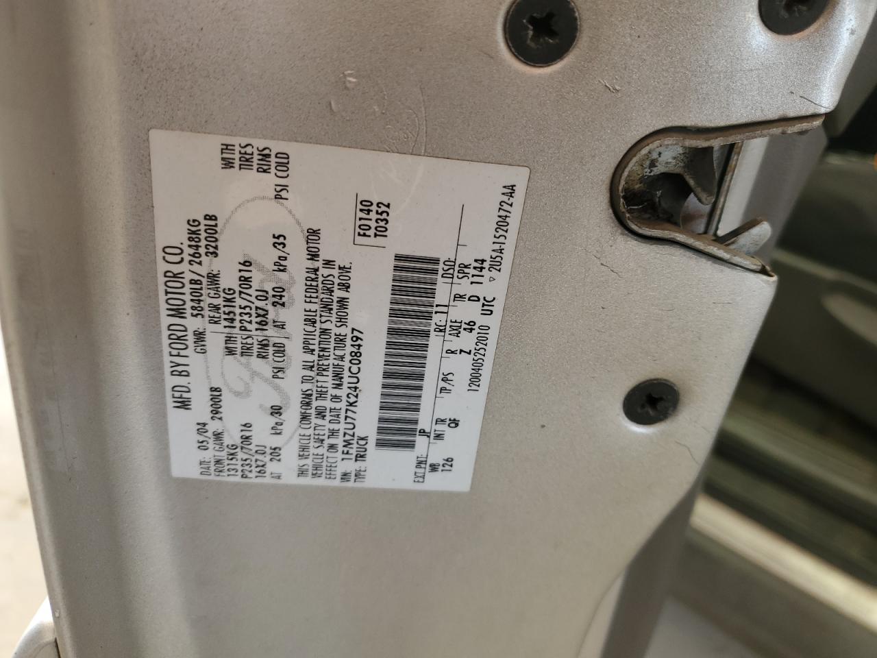 1FMZU77K24UC08497 2004 Ford Explorer Sport Trac