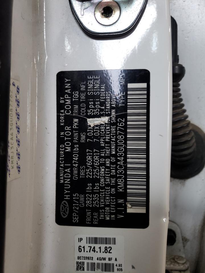 KM8J3CA43GU087762 2016 Hyundai Tucson Limited