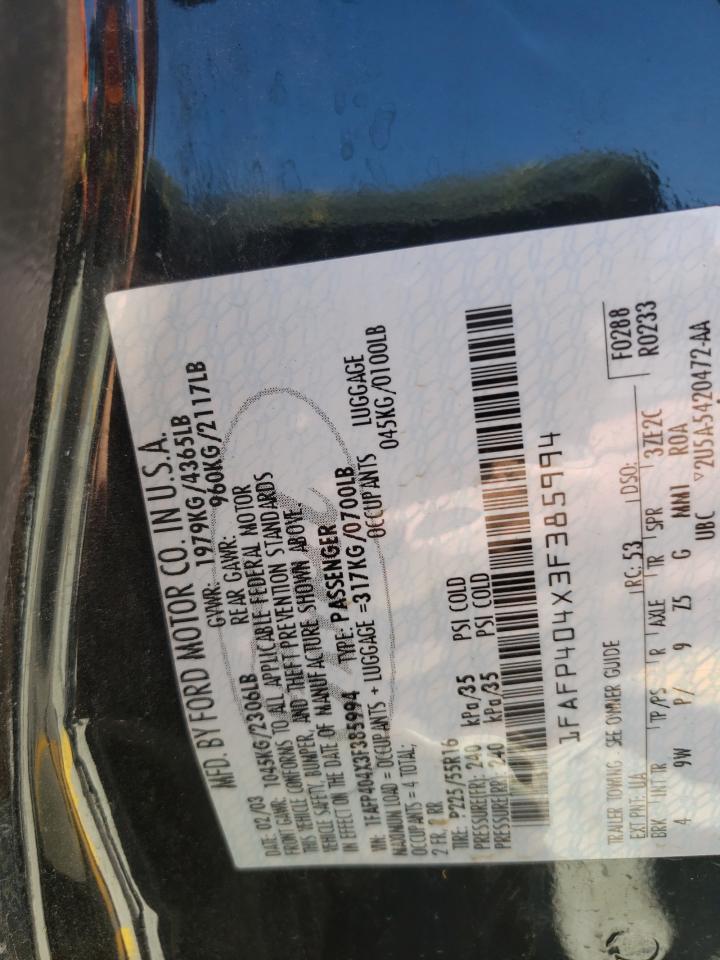 1FAFP404X3F385994 2003 Ford Mustang