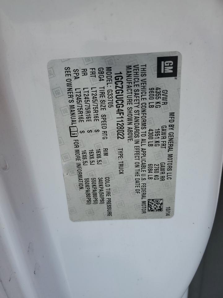 1GCZGUCG4F1128022 2015 Chevrolet Express G3500