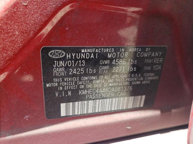 2013 Hyundai Sonata Hybrid VIN: KMHEC4A46DA081376 Lot: 57518294