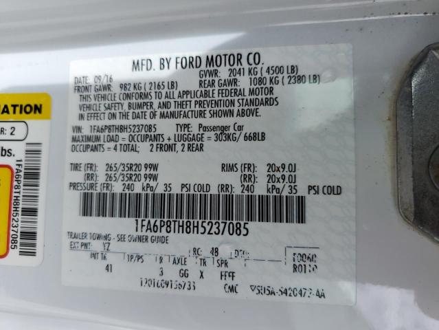 2017 Ford Mustang VIN: 1FA6P8TH8H5237085 Lot: 59141464