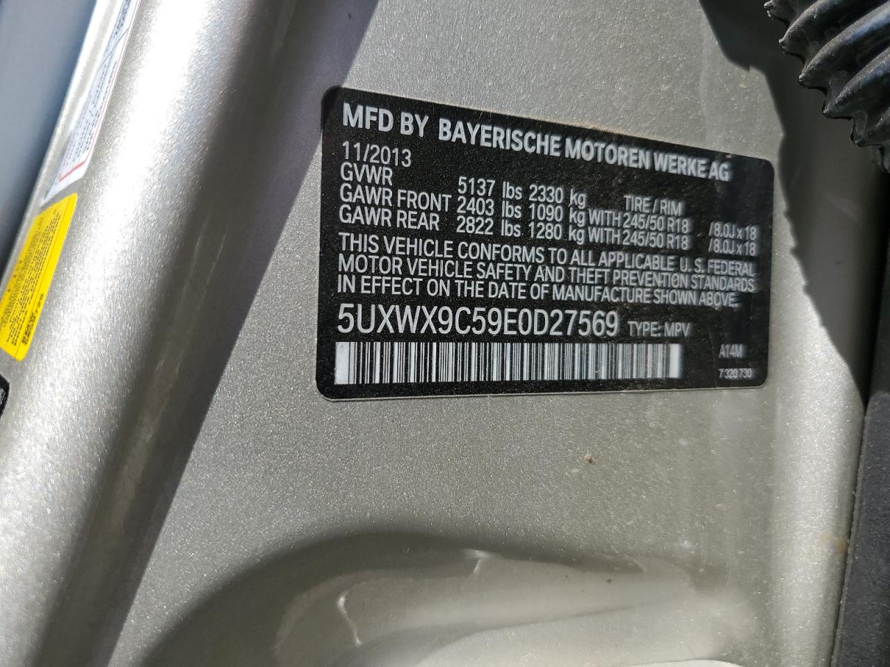 5UXWX9C59E0D27569 2014 BMW X3 xDrive28I