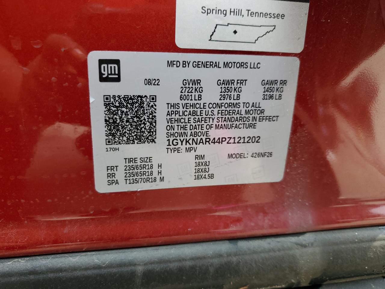 1GYKNAR44PZ121202 2023 Cadillac Xt5 Luxury