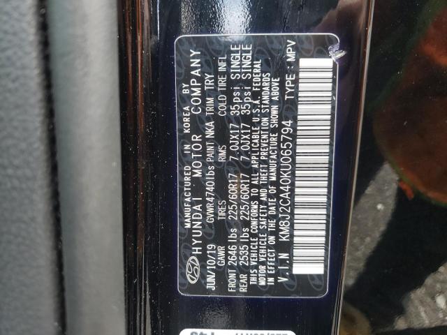 2019 Hyundai Tucson Se VIN: KM8J2CA40KU065794 Lot: 60409234