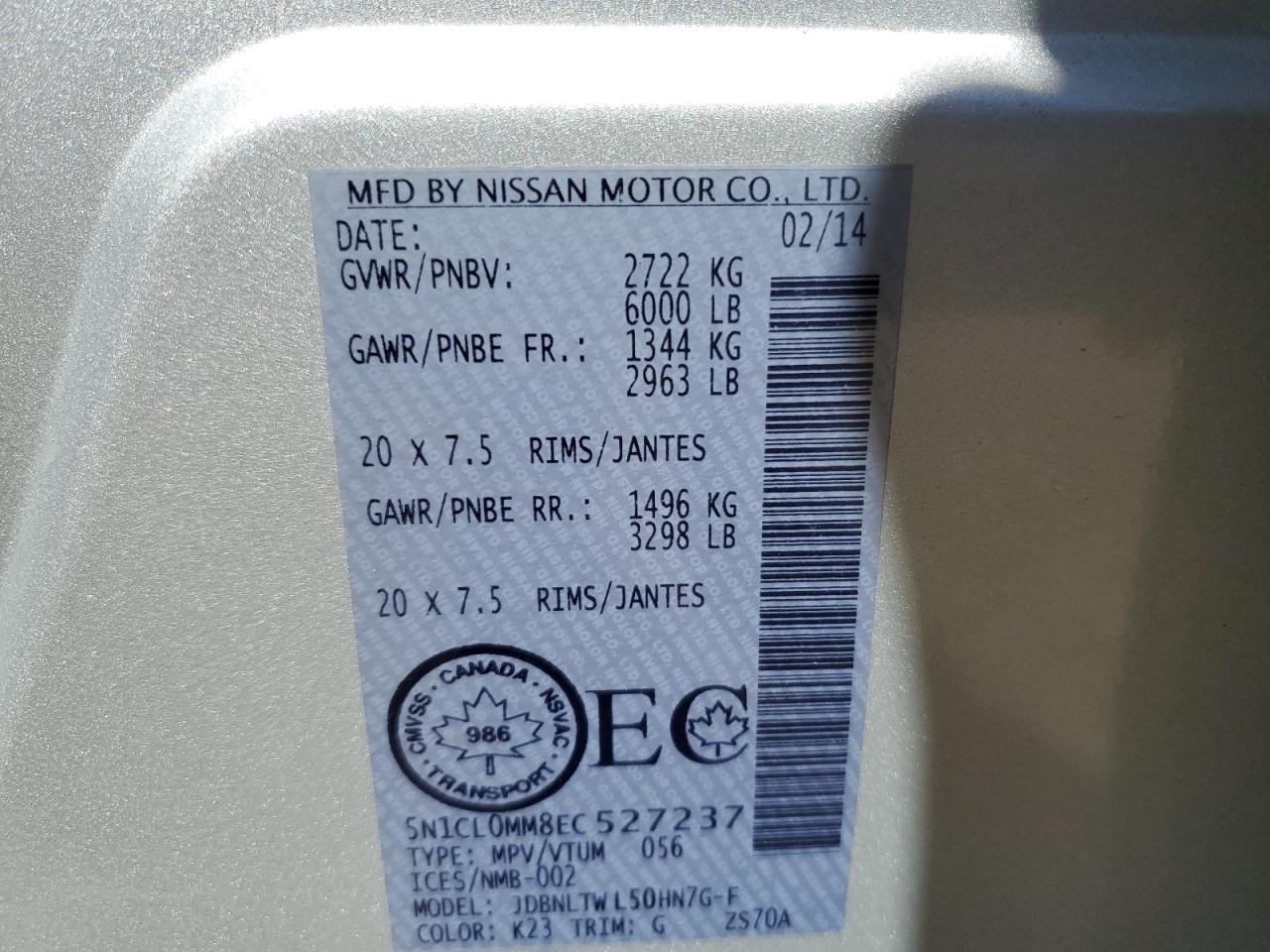 5N1CL0MM8EC527237 2014 Infiniti Qx60 Hybrid