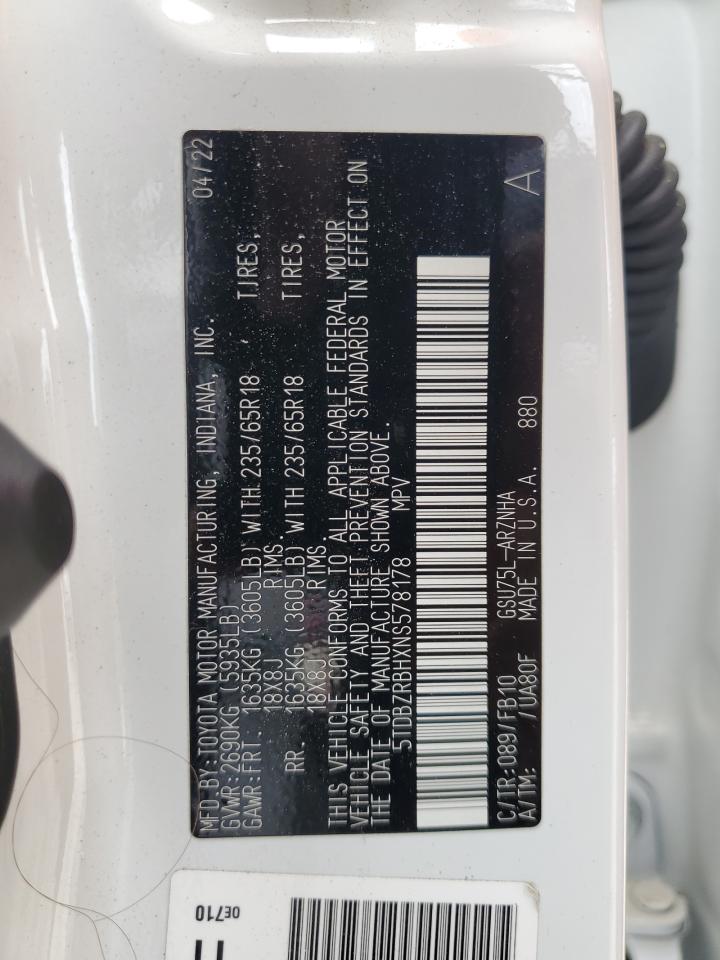 5TDBZRBHXNS578178 2022 Toyota Highlander L