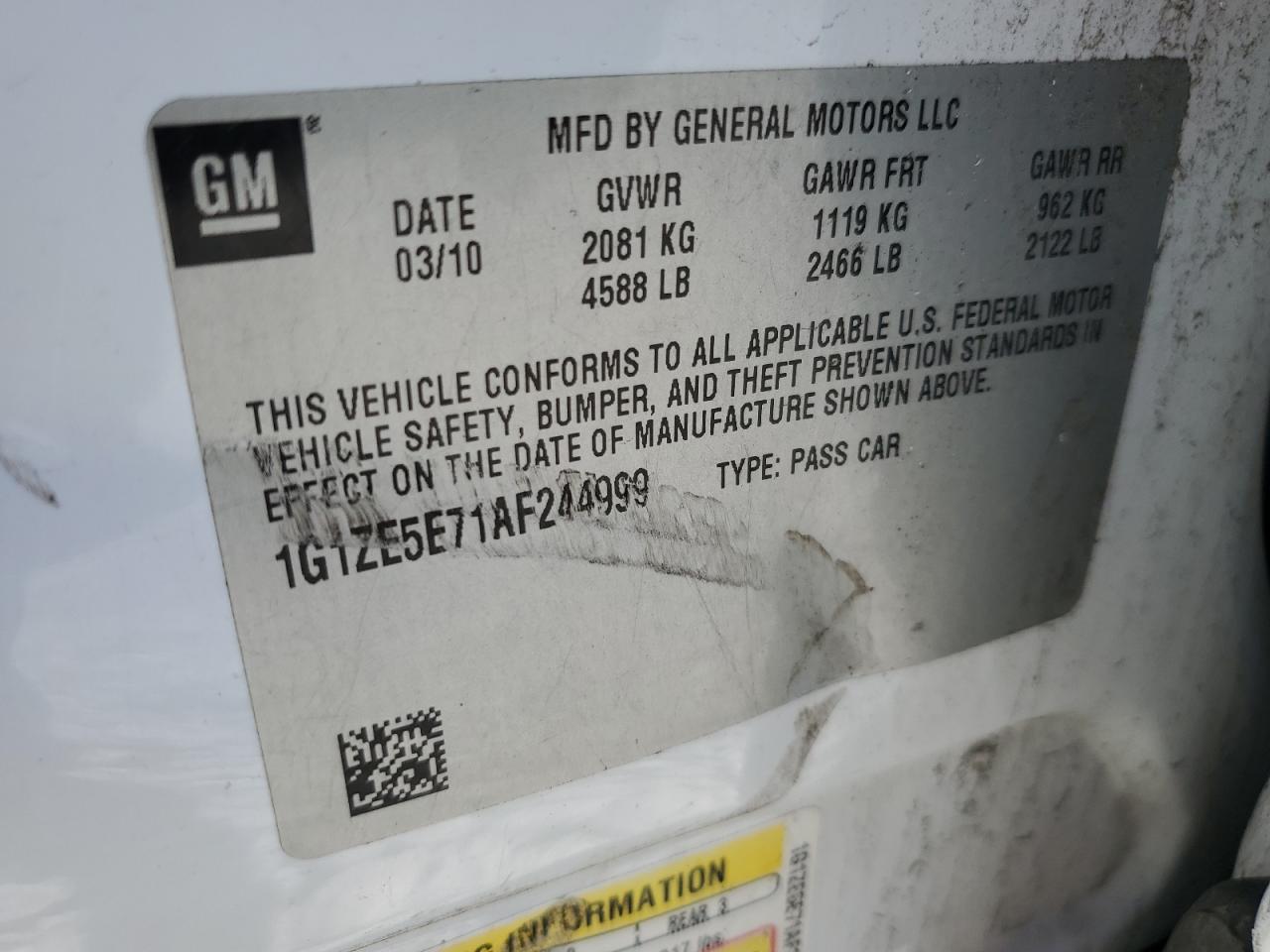 1G1ZE5E71AF244999 2010 Chevrolet Malibu Ltz