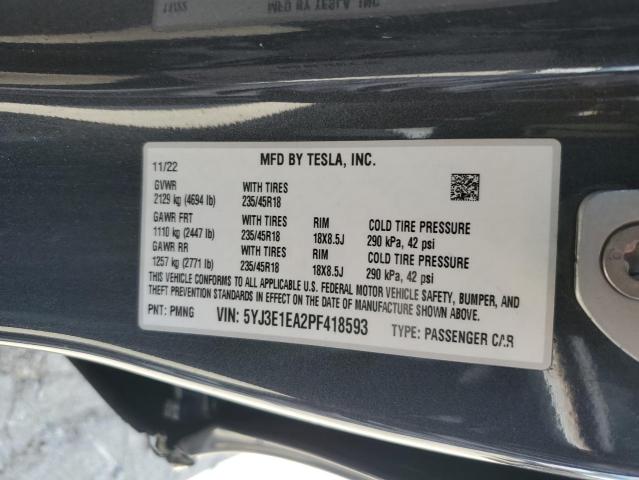 2023 Tesla Model 3 VIN: 5YJ3E1EA2PF418593 Lot: 56386334