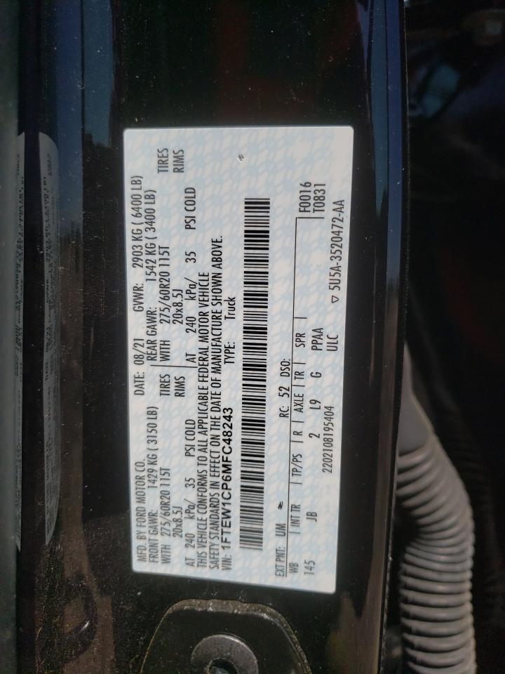 1FTEW1CP6MFC48243 FORD F-150 2021