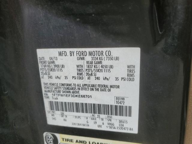 2013 Ford F150 Supercrew VIN: 1FTFW1EF3DKE68701 Lot: 61100604