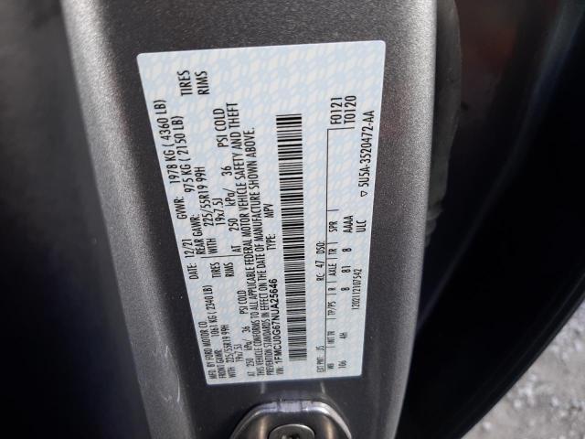 2022 Ford Escape Se VIN: 1FMCU0G67NUA25646 Lot: 57546374