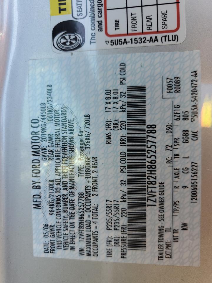 1ZVFT82H865257788 2006 Ford Mustang Gt