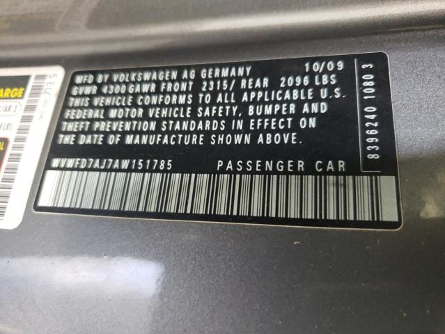 2010 Volkswagen Gti VIN: WVWFD7AJ7AW151785 Lot: 58492604