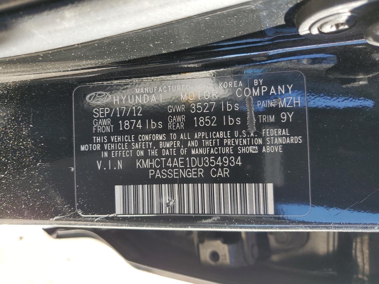 KMHCT4AE1DU354934 2013 Hyundai Accent Gls