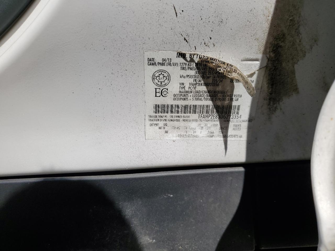 1FAHP2E83DG223354 2013 Ford Taurus Sel