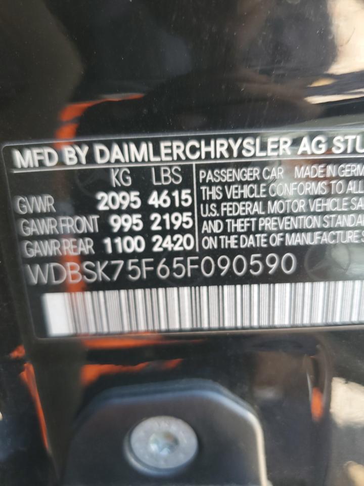 WDBSK75F65F090590 2005 Mercedes-Benz Sl 500