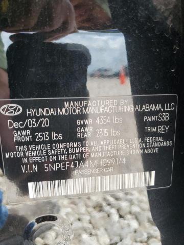 2021 Hyundai Sonata Sel VIN: 5NPEF4JA4MH099174 Lot: 60165124