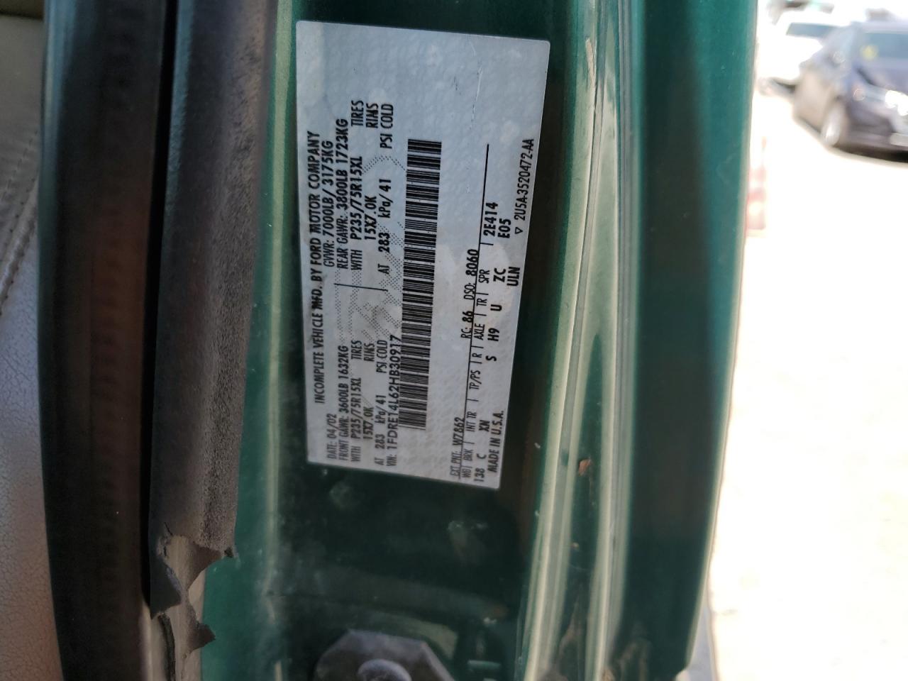 1FDRE14L62HB30917 2002 Ford Econoline E150 Van