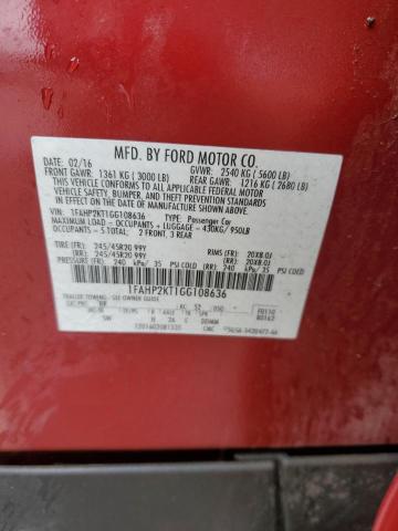 2016 Ford Taurus Sho VIN: 1FAHP2KT1GG108636 Lot: 56457674