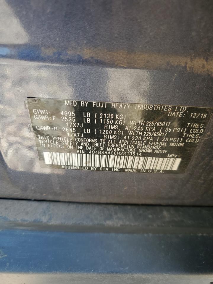 4S4BSAAC6H3313514 2017 Subaru Outback 2.5I