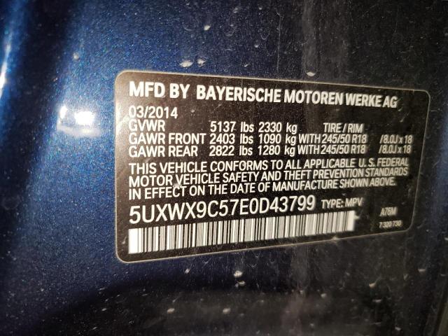 VIN 5UXWX9C57E0D43799 2014 BMW X3, Xdrive28I no.12