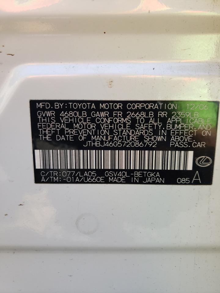 JTHBJ46G572086792 2007 Lexus Es 350