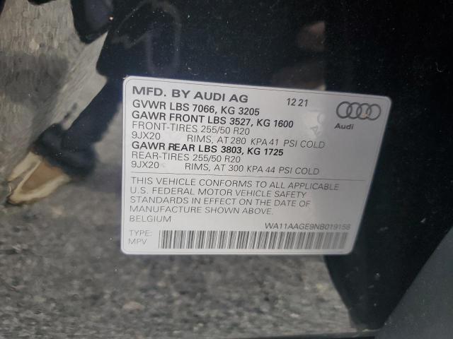 2022 AUDI E-TRON SPO WA11AAGE9NB019158