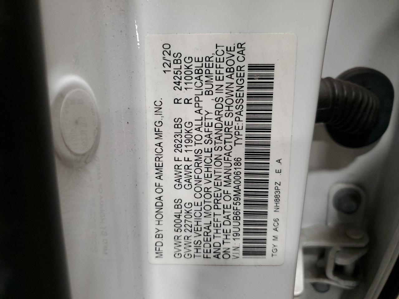 19UUB6F59MA006186 2021 Acura Tlx Tech A