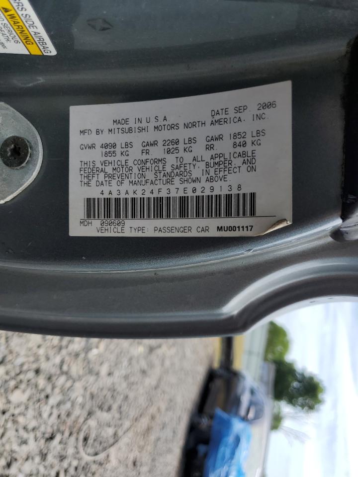 4A3AK24F37E029138 2007 Mitsubishi Eclipse Gs