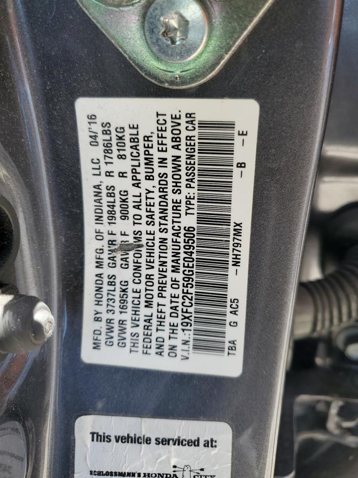 19XFC2F59GE049506 2016 Honda Civic Lx 19XFC2F59GE049506 2016 Honda Civic Lx