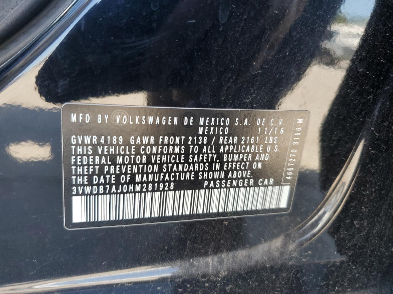 3VWDB7AJ0HM281928 2017 Volkswagen Jetta Se