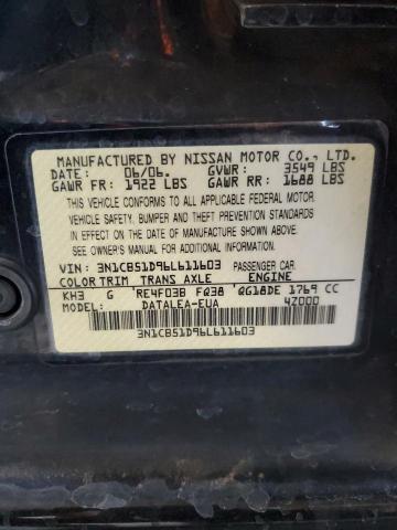 2006 Nissan Sentra 1.8 VIN: 3N1CB51D96L611603 Lot: 60097264